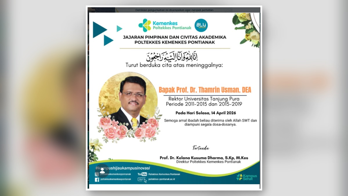 Ucapan Bela Sungkawa atas Wafatnya Prof. Dr. Thamrin Usman