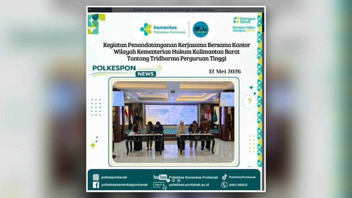 Dokumentasi Penandatanganan Kerja Sama Poltekkes Kemenkes Pontianak dengan Kantor Wilayah Kementerian Hukum Kalimantan Barat