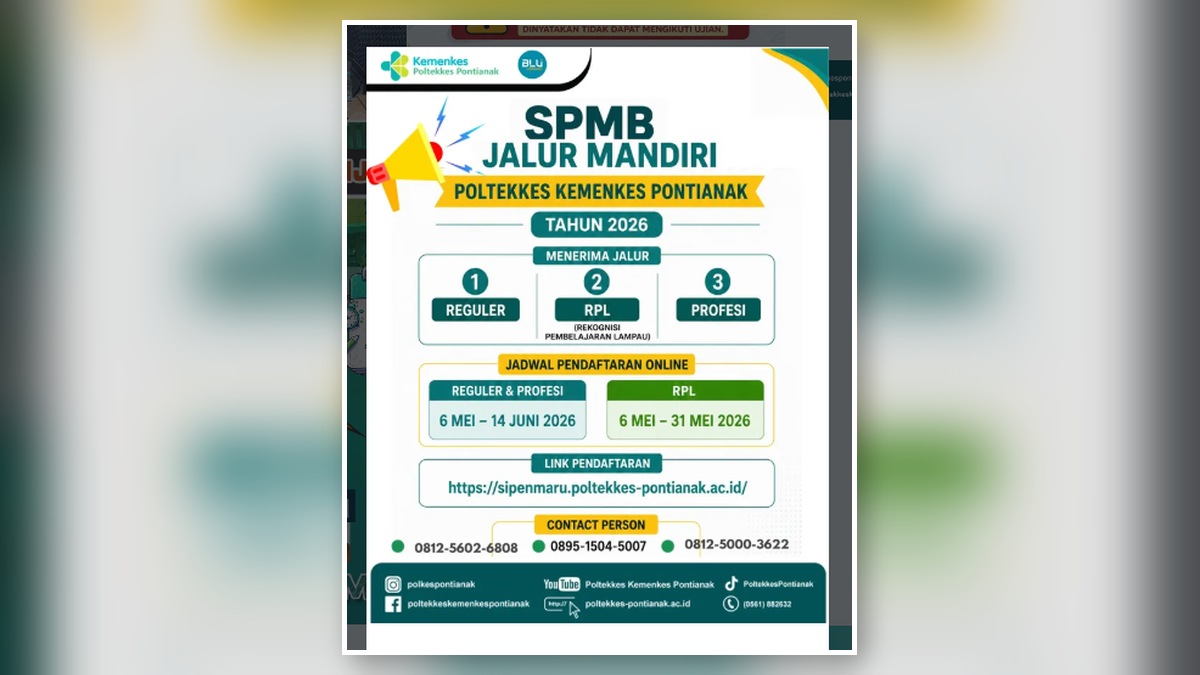 Informasi Perpanjangan Seleksi Penerimaan Mahasiswa Baru (SPMB) Poltekkes Kemenkes Pontianak T.A. 2026-2027