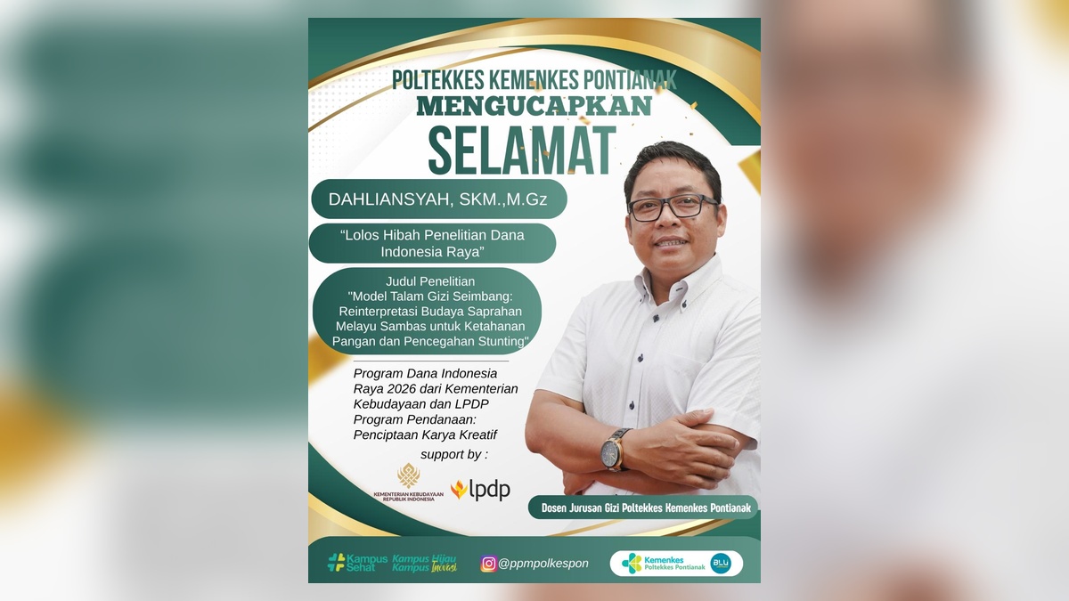 Dahliansyah Lolos Hibah Penelitian Dana Indonesia Raya 2026